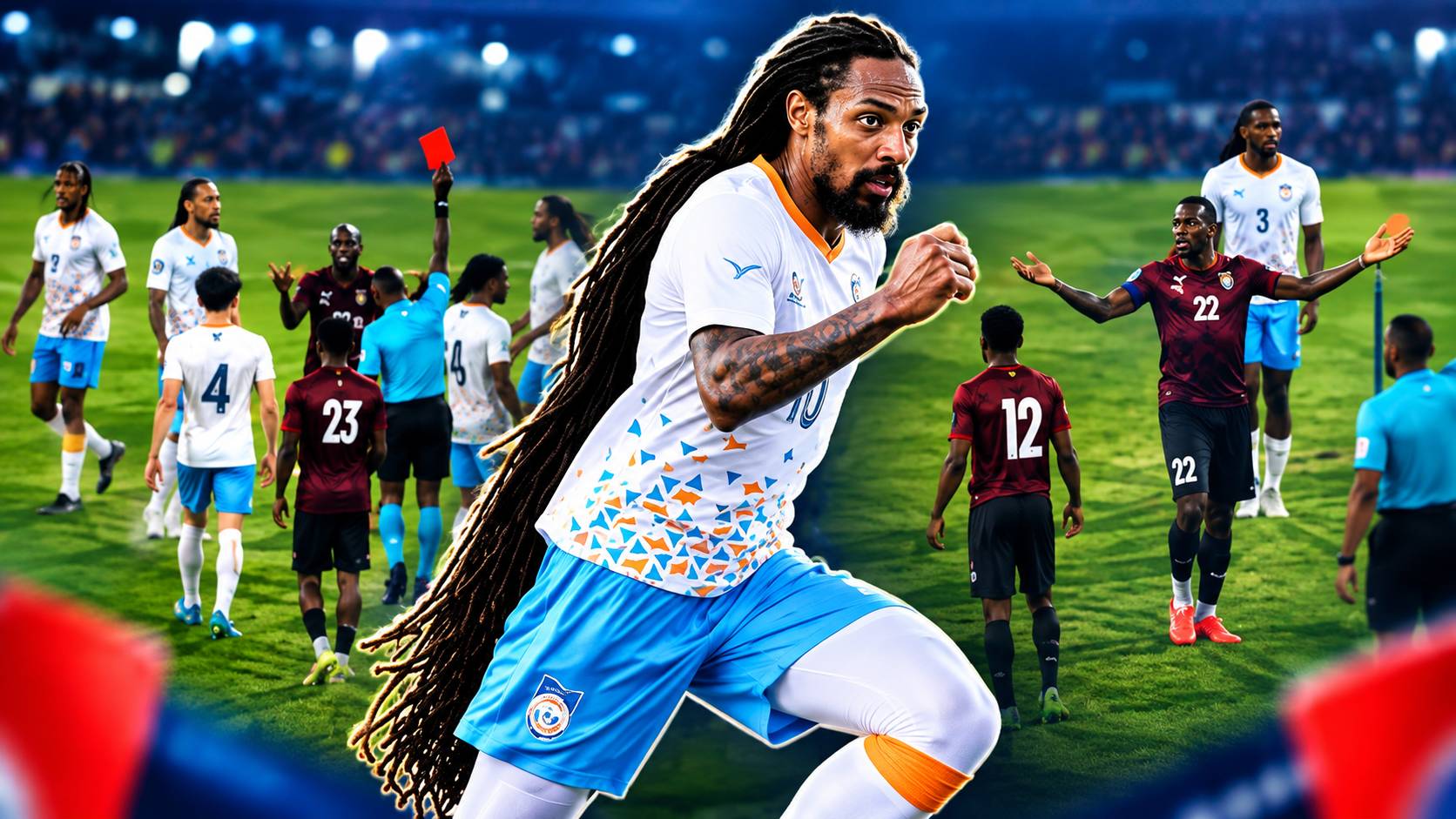 When Extremely Long Dreadlocks Became a Football Hazard Football is full of unusual stories, but Anguilla forward Aedan Scipio has one of the most memorable.
